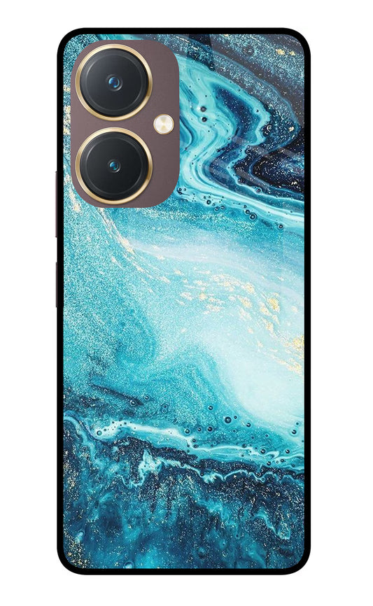 Blue Glitter Marble Vivo Y27 Glass Case