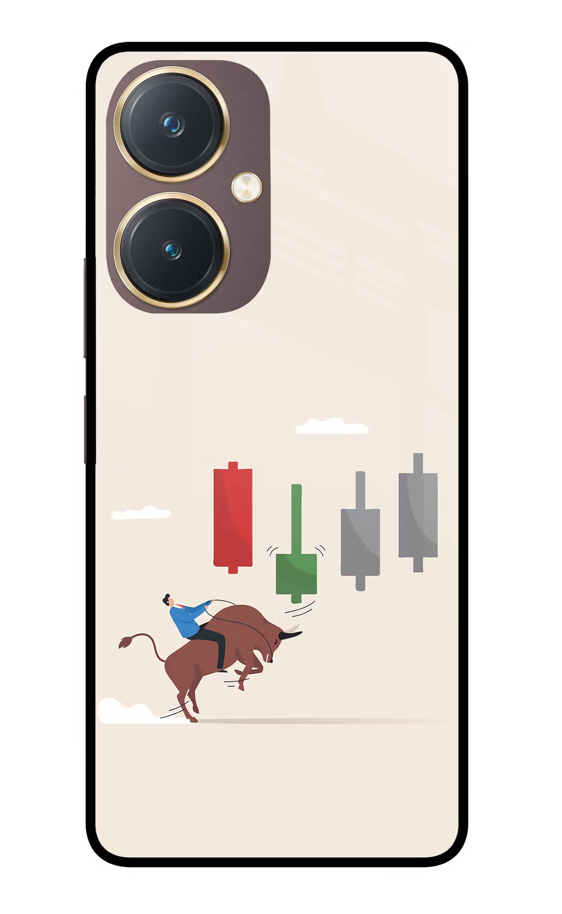 Bull Trading Momentum Vivo Y27 Glass Case Back Cover by Casekaro