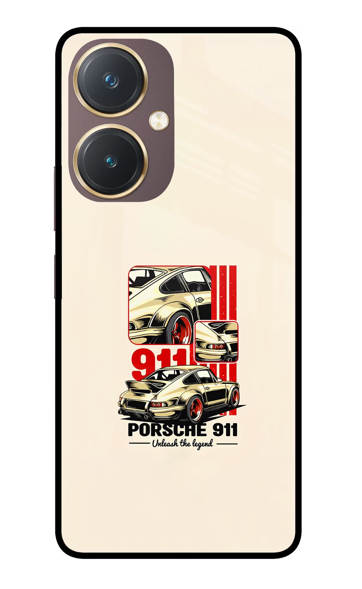 Classic Porsche 911 Vivo Y27 Glass Case Back Cover by Casekaro