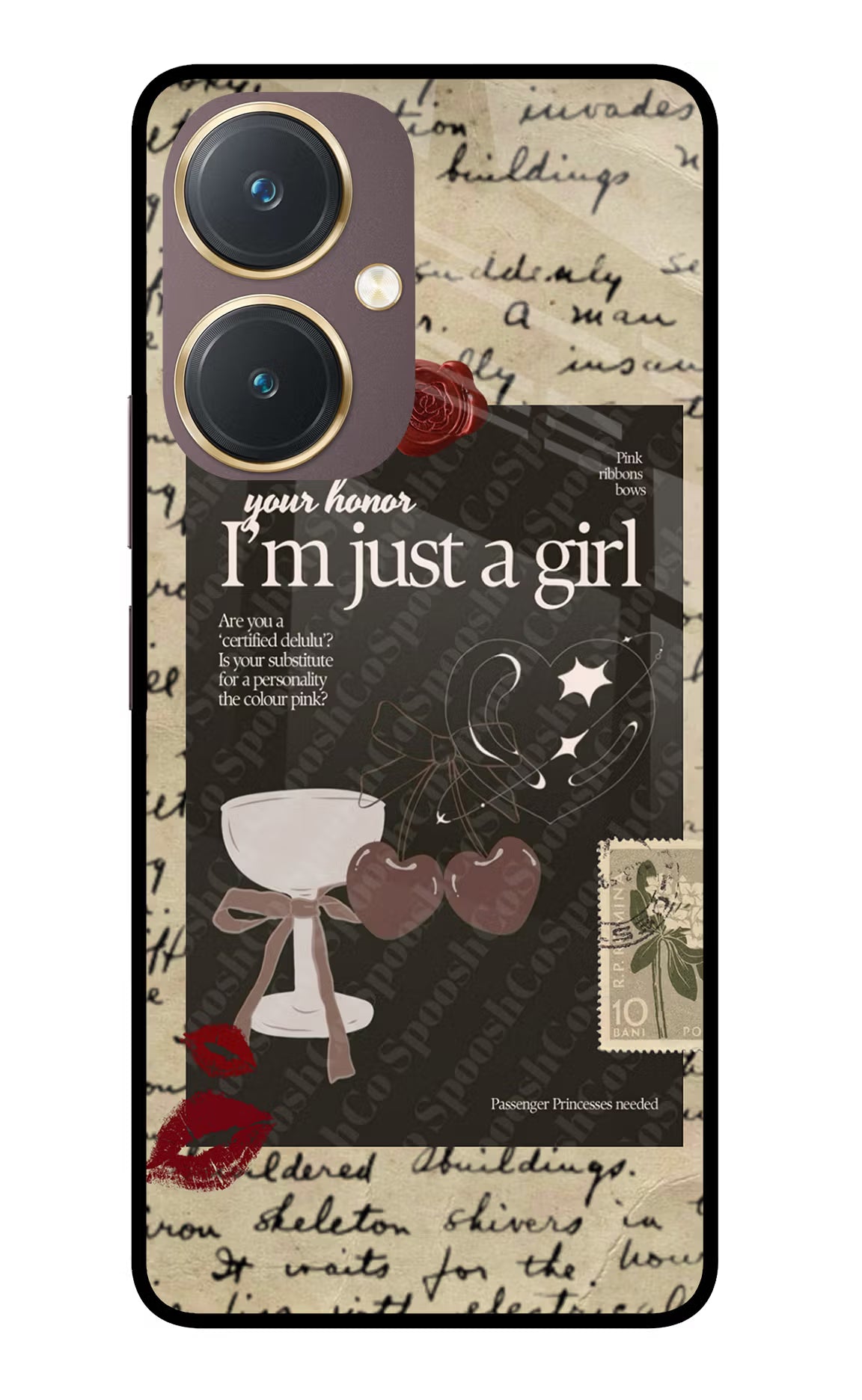 I am just a girl Vivo Y27 Glass Case Back Cover by Casekaro