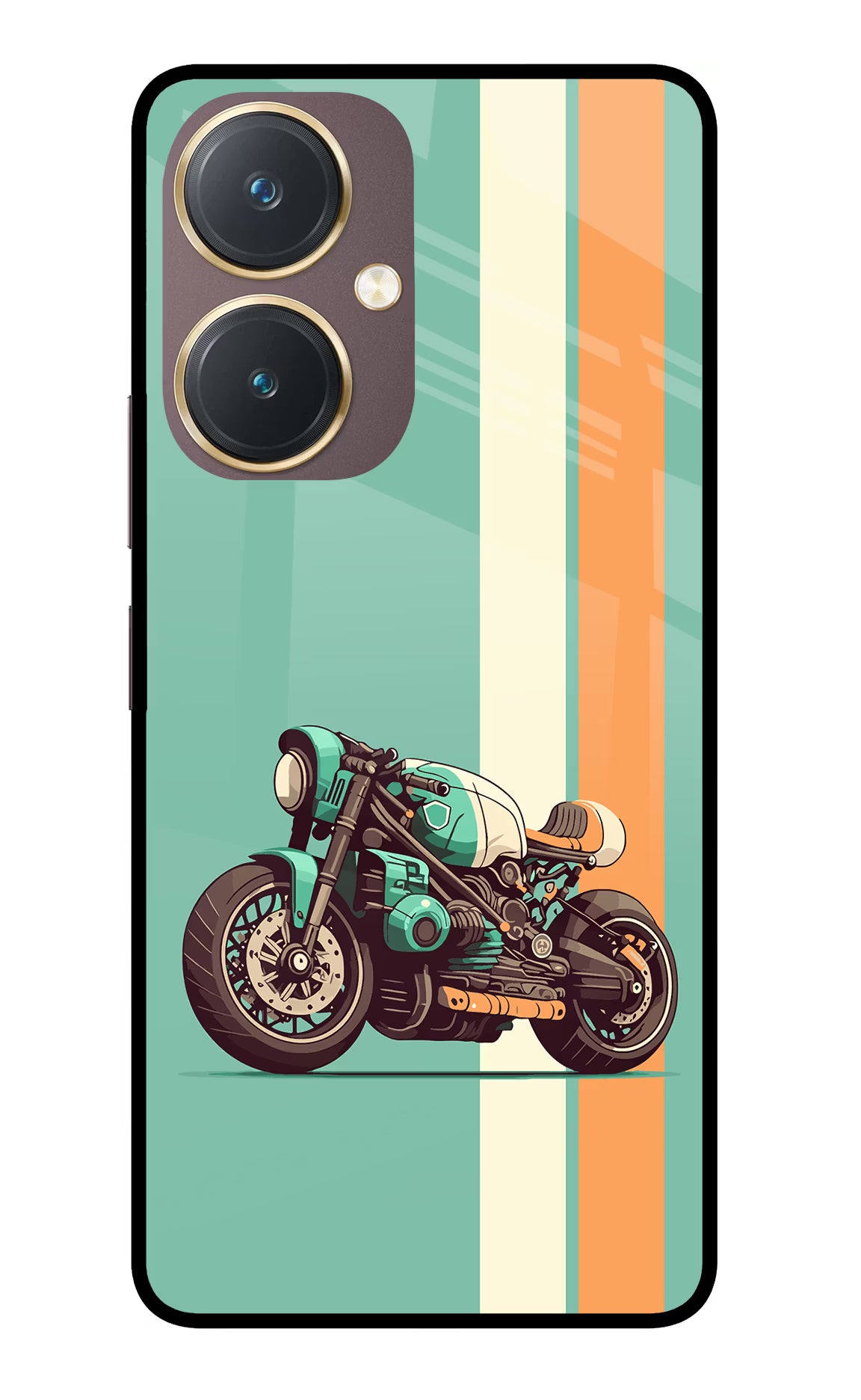 Striped Moto Drift Vivo Y27 Glass Case