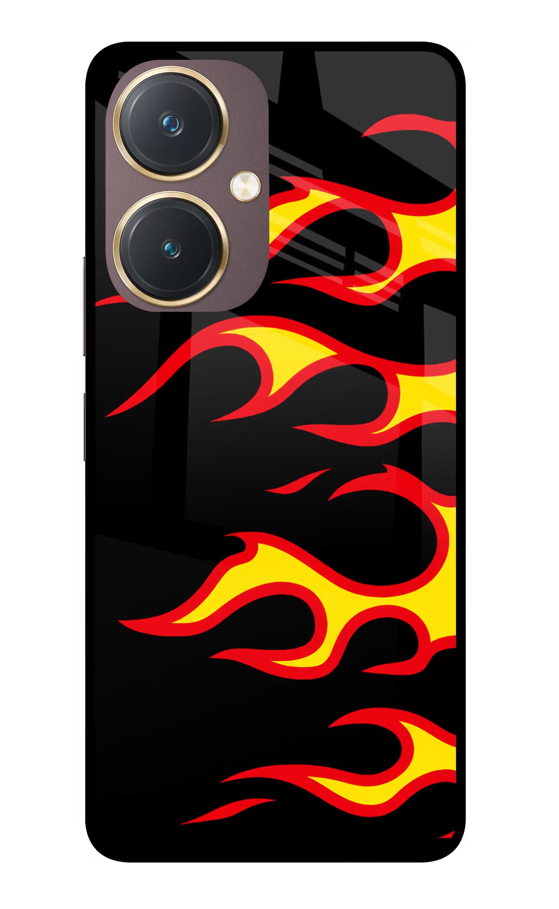 Side Sweep Flames Vivo Y27 Glass Case Back Cover by Casekaro