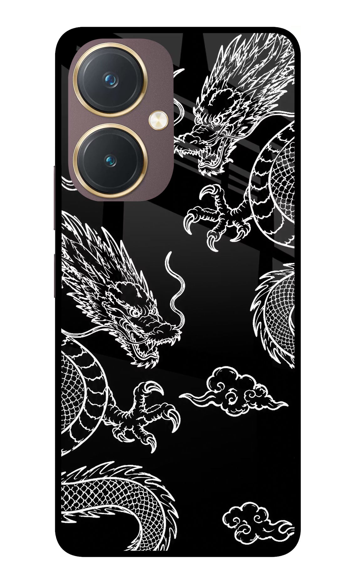Twin Dragons Vivo Y27 Glass Case Back Cover by Casekaro