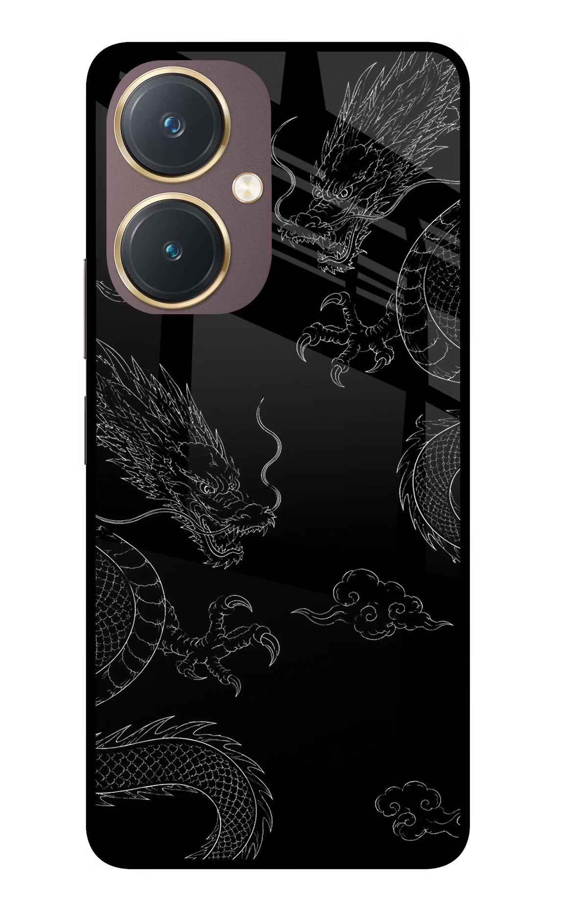 Twin Dragons Vivo Y27 Glass Case Back Cover by Casekaro