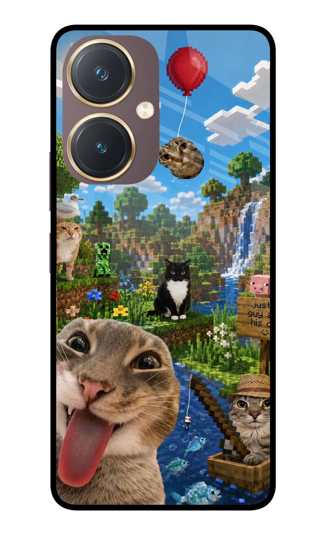 Minecraft Cat Chaos Vivo Y27 Glass Case