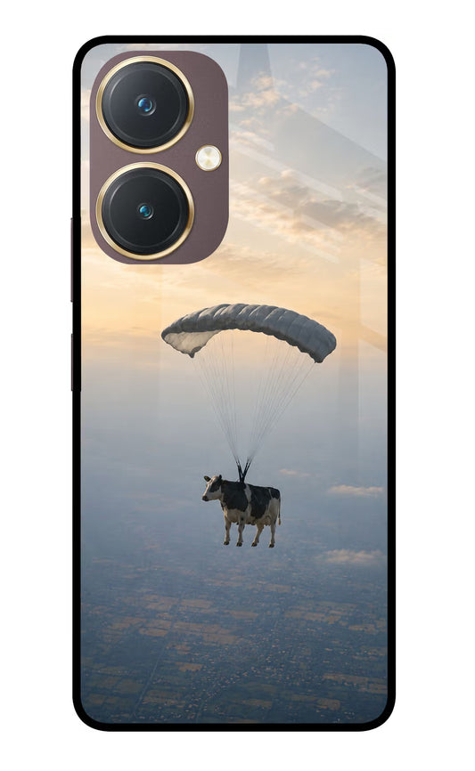 Skydiving Cow Vivo Y27 Glass Case