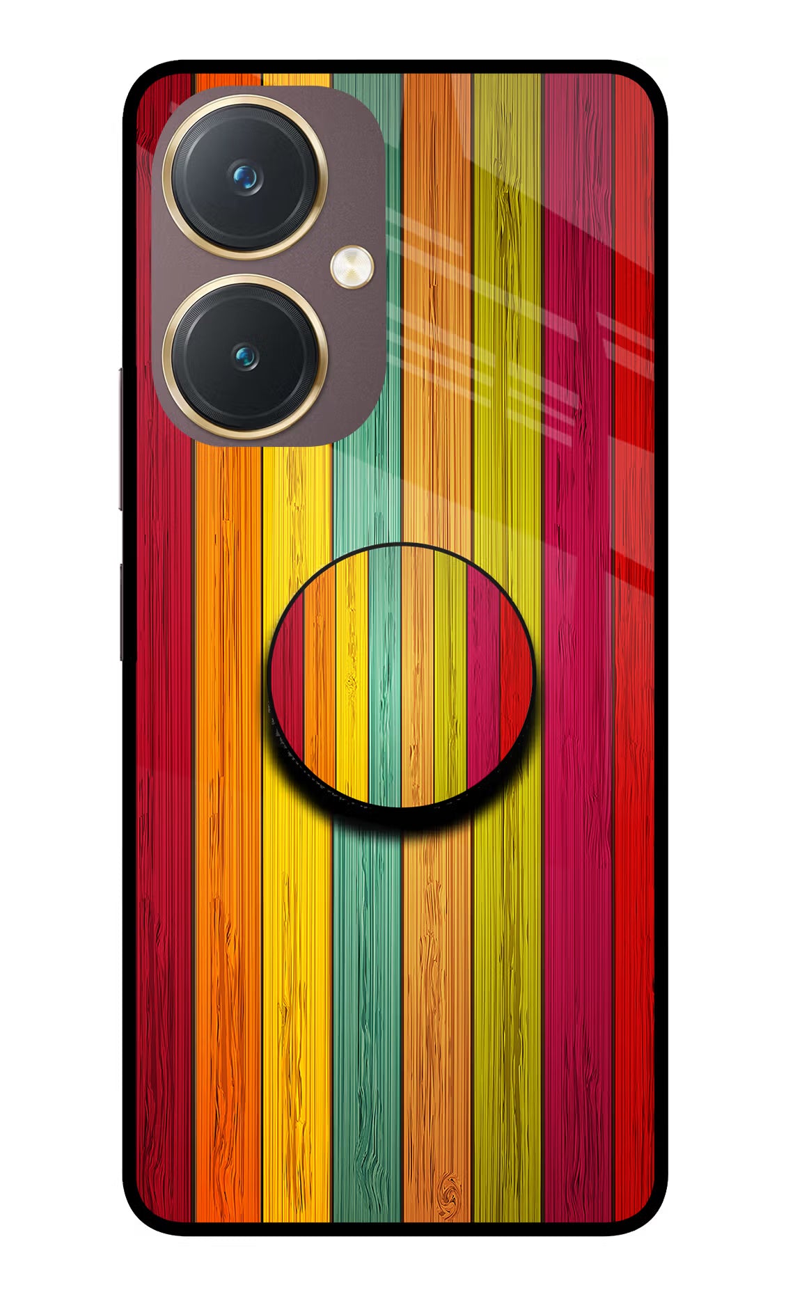 Multicolor Wooden Vivo Y27 Pop Case by Casekaro