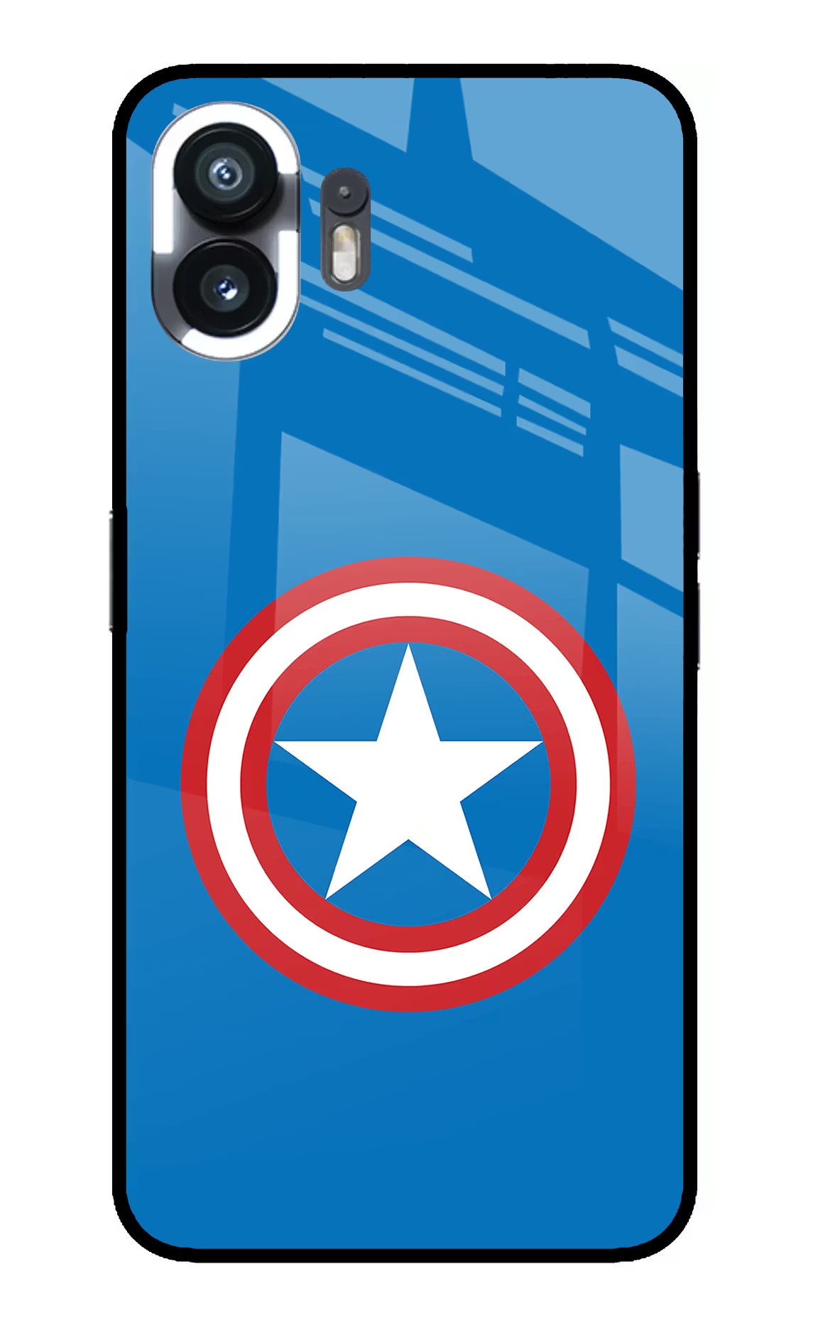 Captain America Logo Nothing Phone 2 Glass Case Back Cover by Casekaro