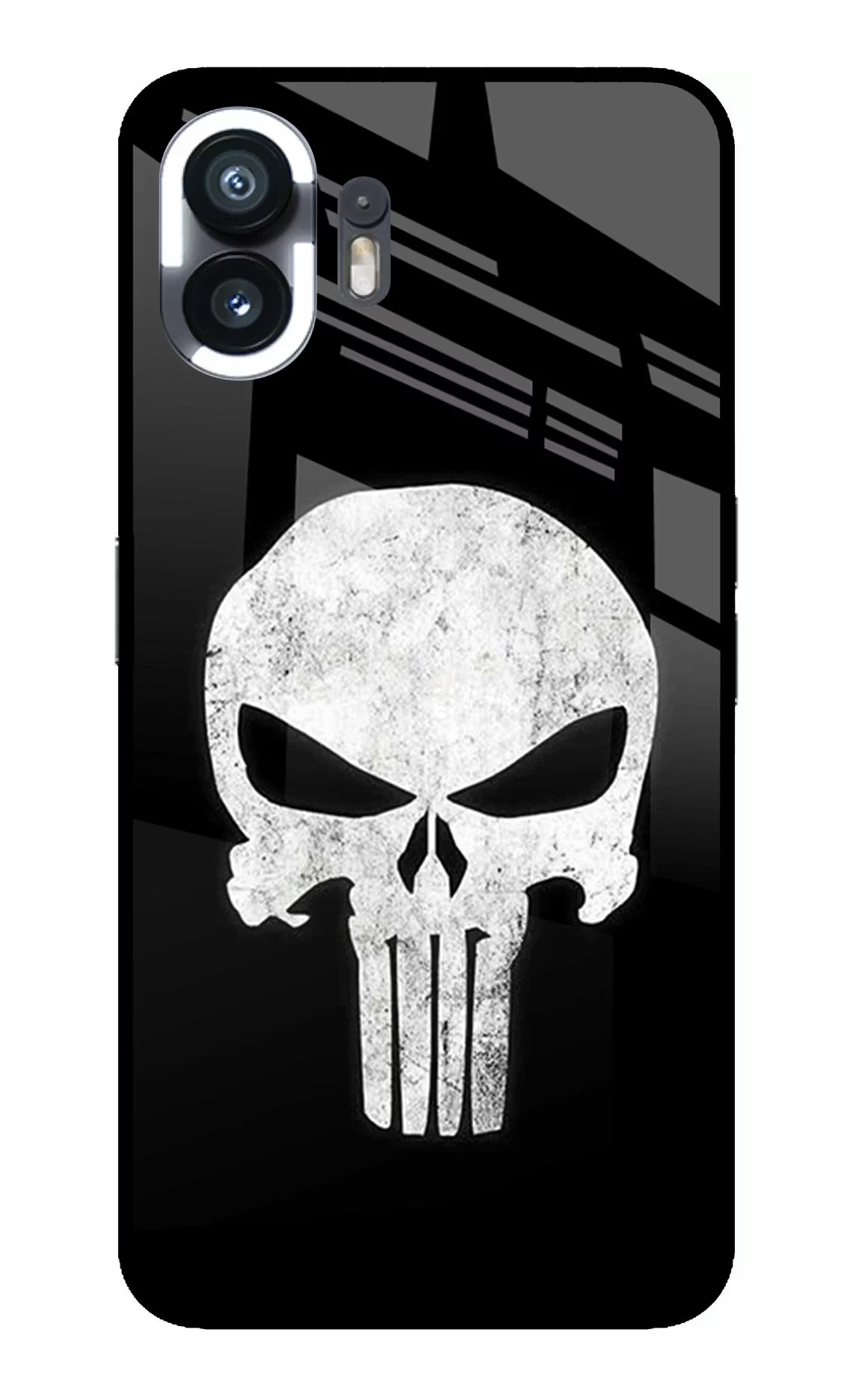 Punisher Skull Nothing Phone 2 Glass Case Back Cover by Casekaro