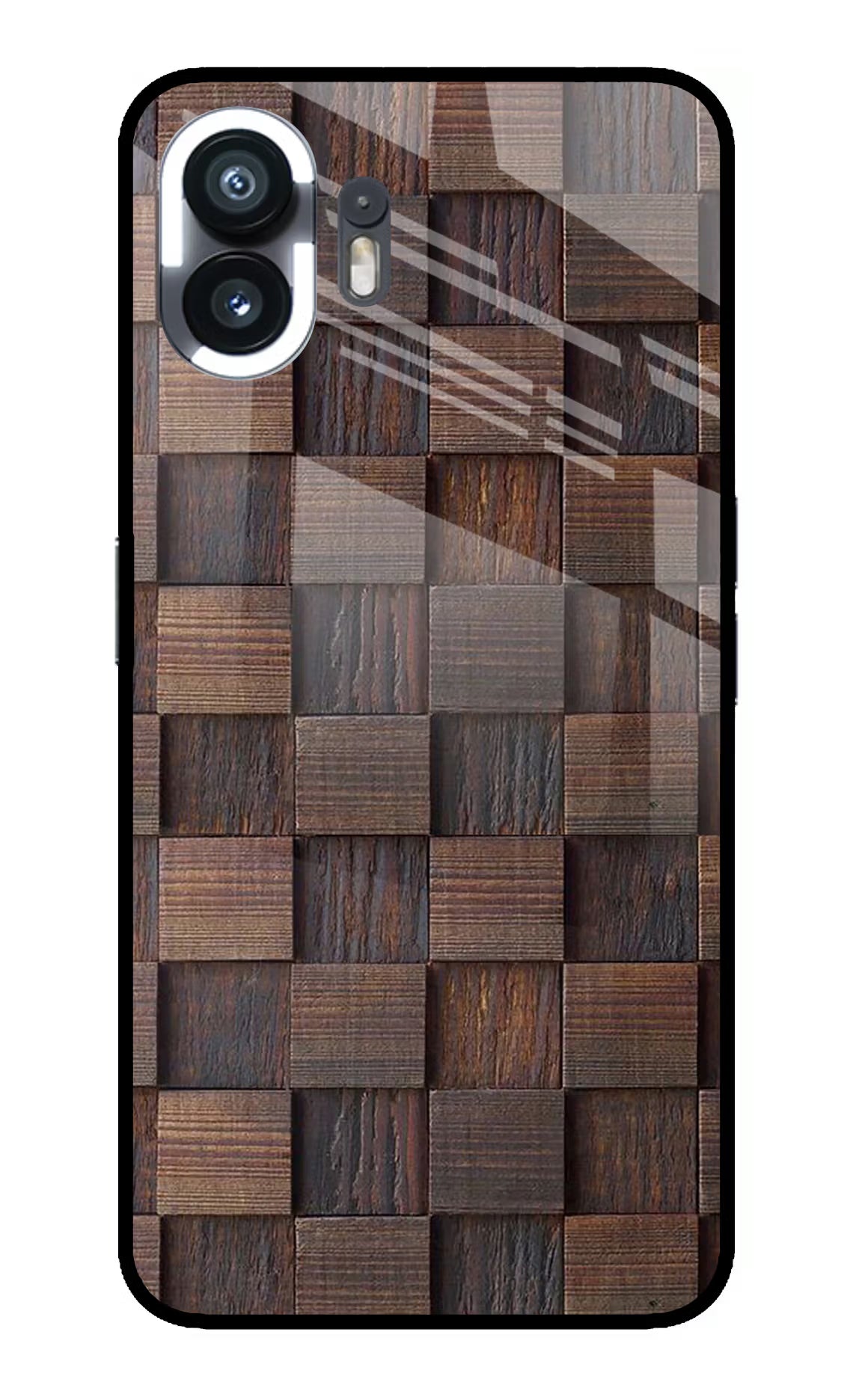 Wooden Cube Design Nothing Phone 2 Glass Case Back Cover by Casekaro