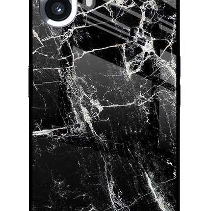 Black Marble Texture Nothing Phone 2 Glass Case Back Cover by Casekaro