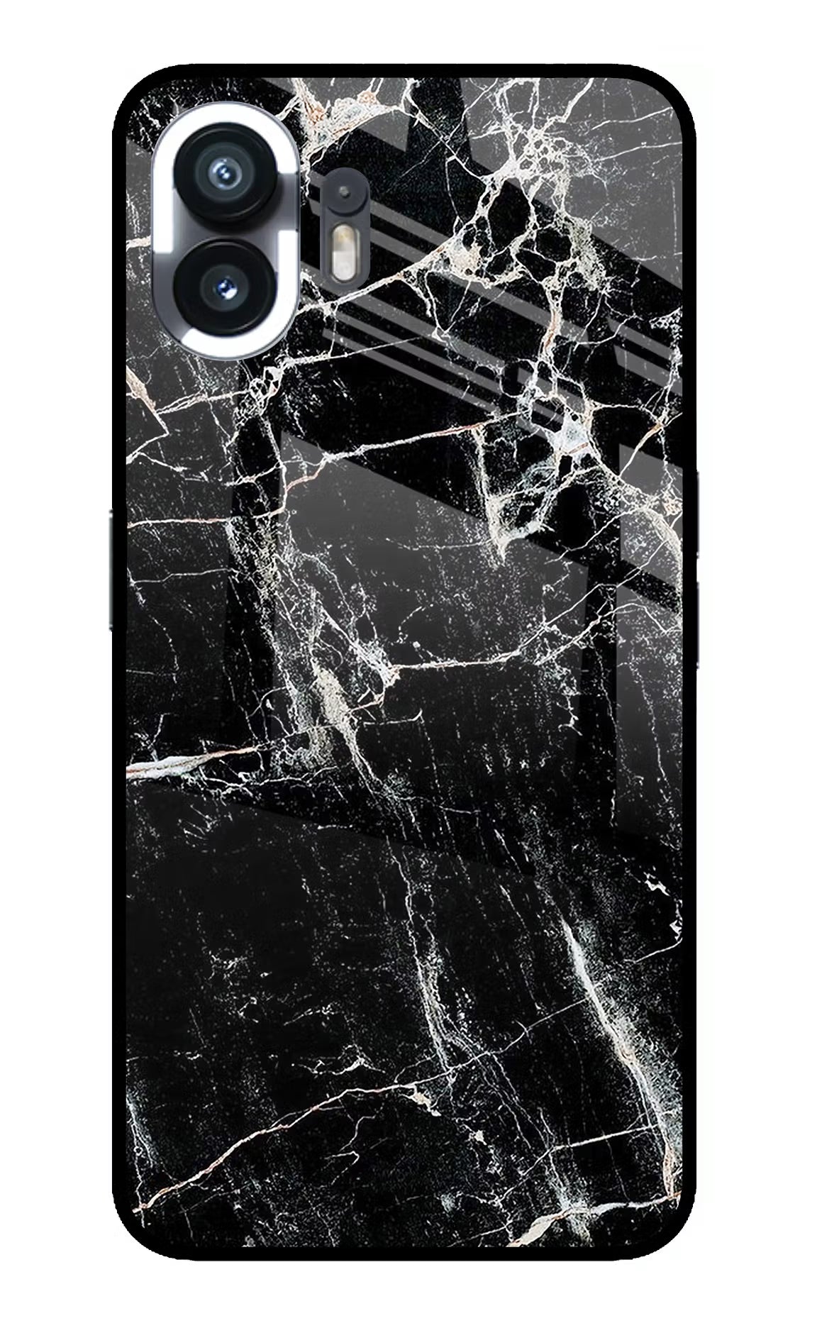 Black Marble Texture Nothing Phone 2 Glass Case Back Cover by Casekaro