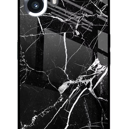 Black Marble Pattern Nothing Phone 2 Glass Case Back Cover by Casekaro