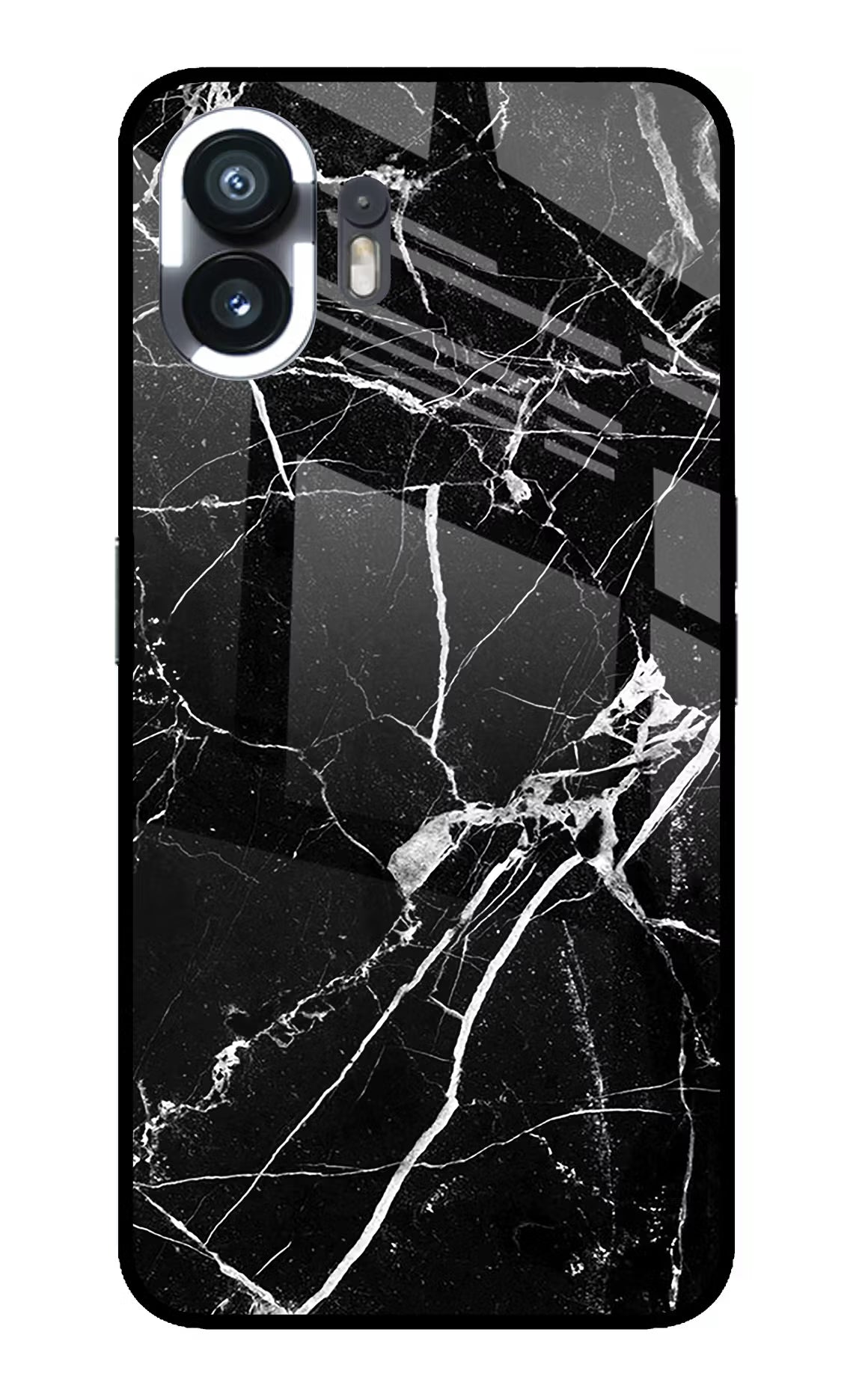Black Marble Pattern Nothing Phone 2 Glass Case Back Cover by Casekaro