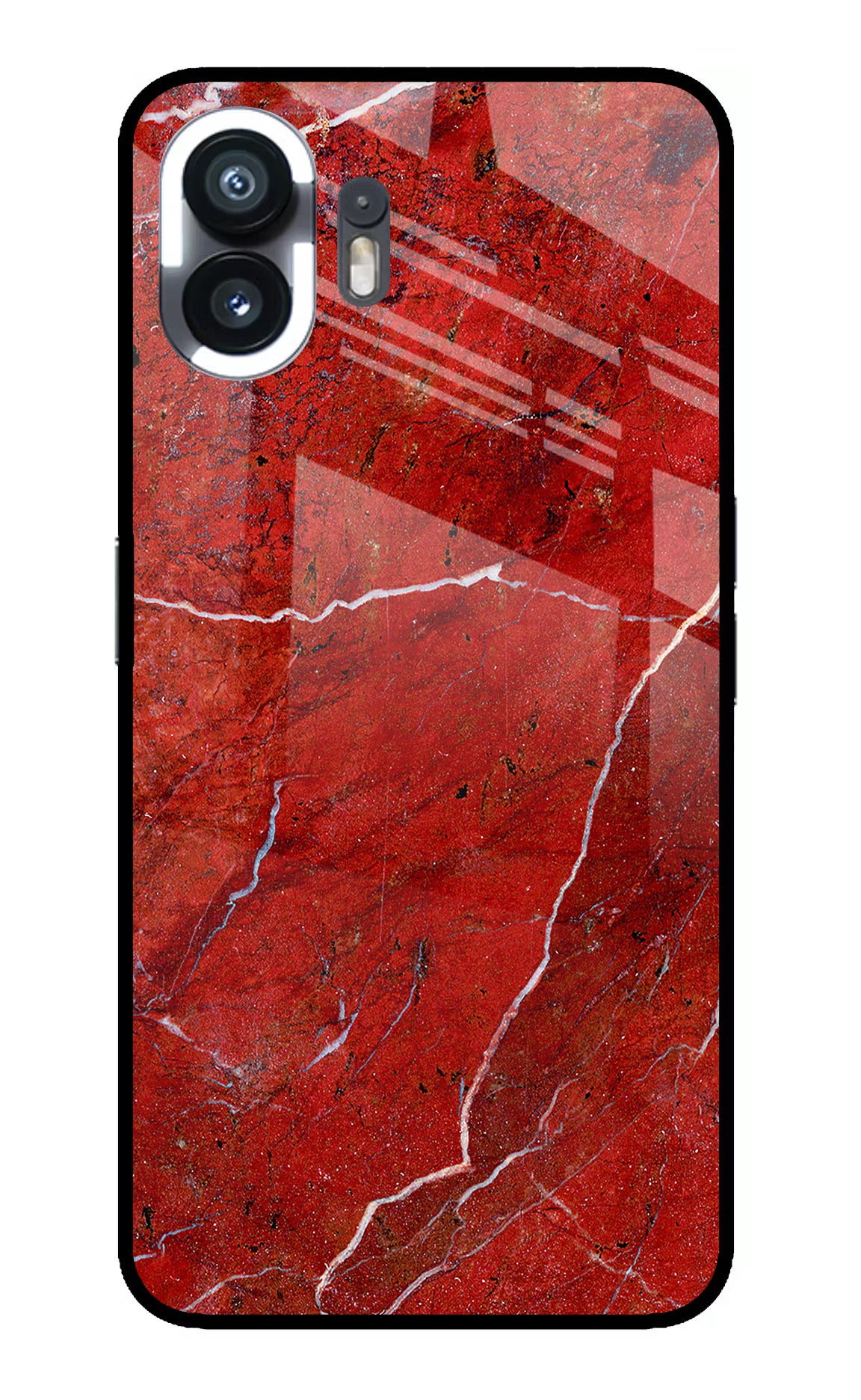 Red Marble Design Nothing Phone 2 Glass Case Back Cover by Casekaro