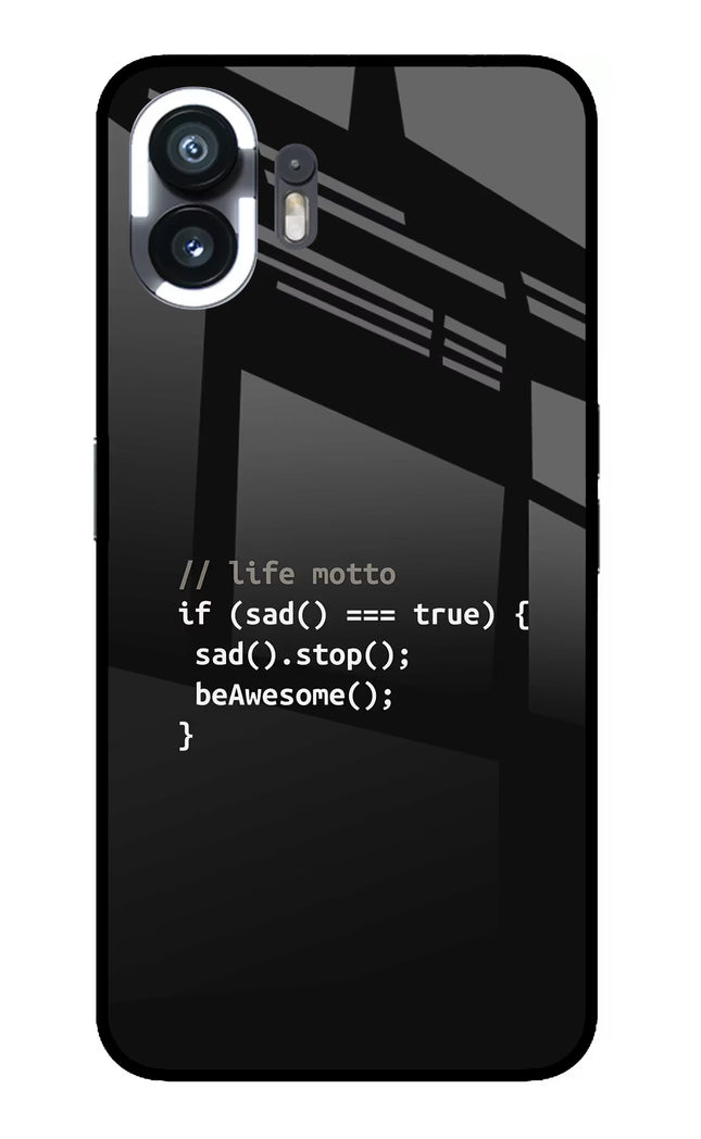 Life Motto Code Nothing Phone 2 Glass Case