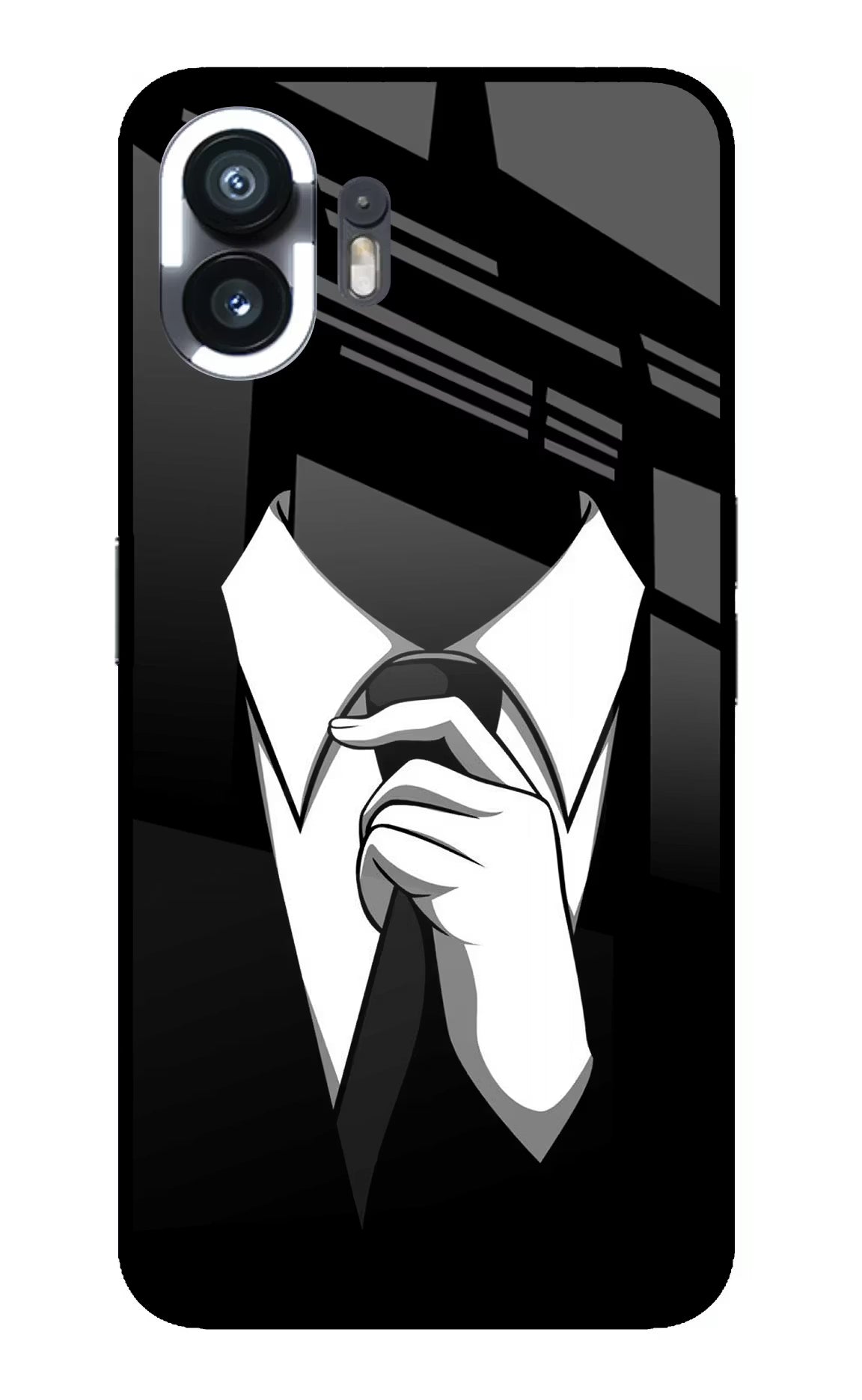Black Tie Nothing Phone 2 Glass Case Back Cover by Casekaro