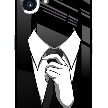 Black Tie Nothing Phone 2 Glass Case Back Cover by Casekaro