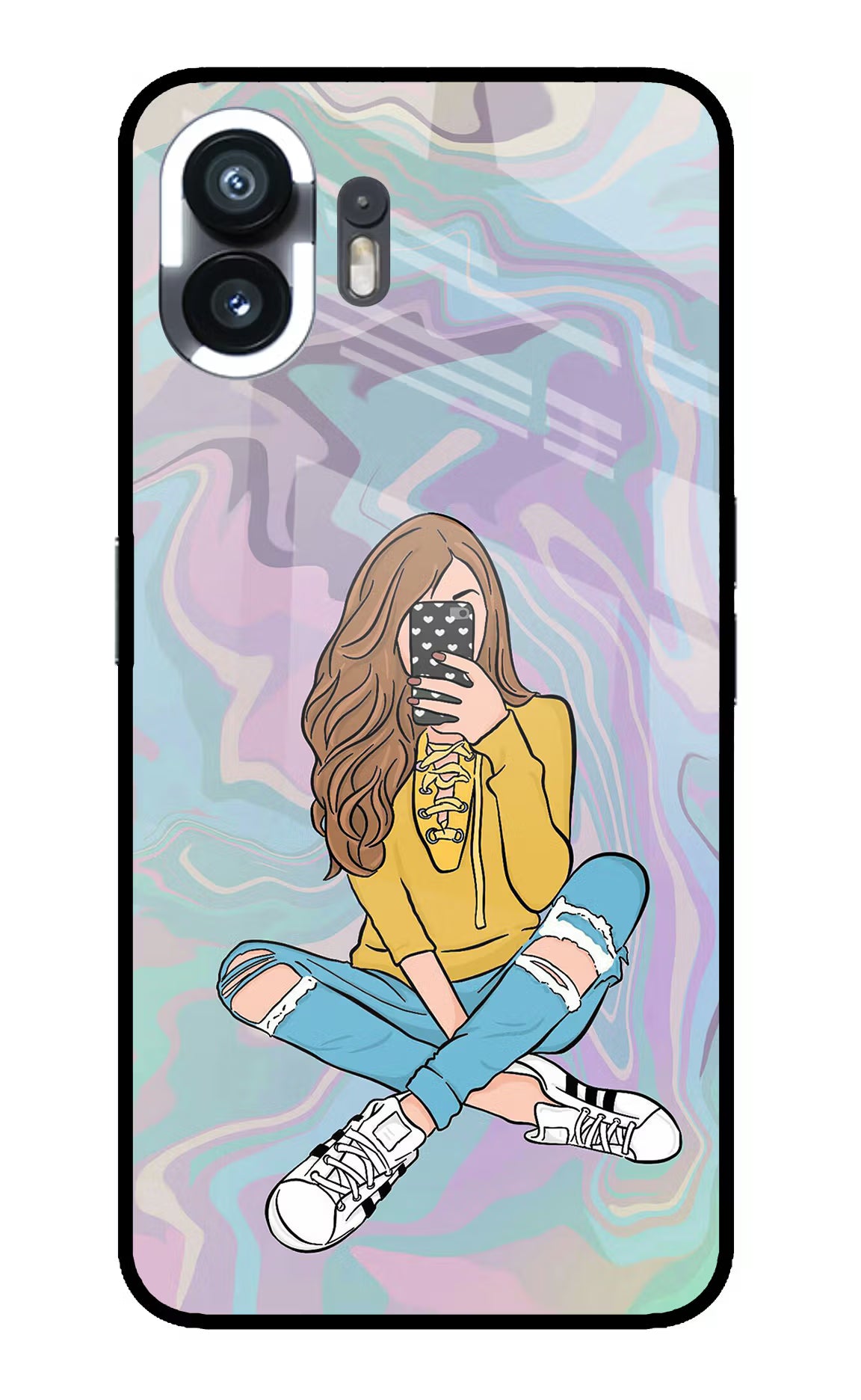 Selfie Girl Nothing Phone 2 Glass Case Back Cover by Casekaro