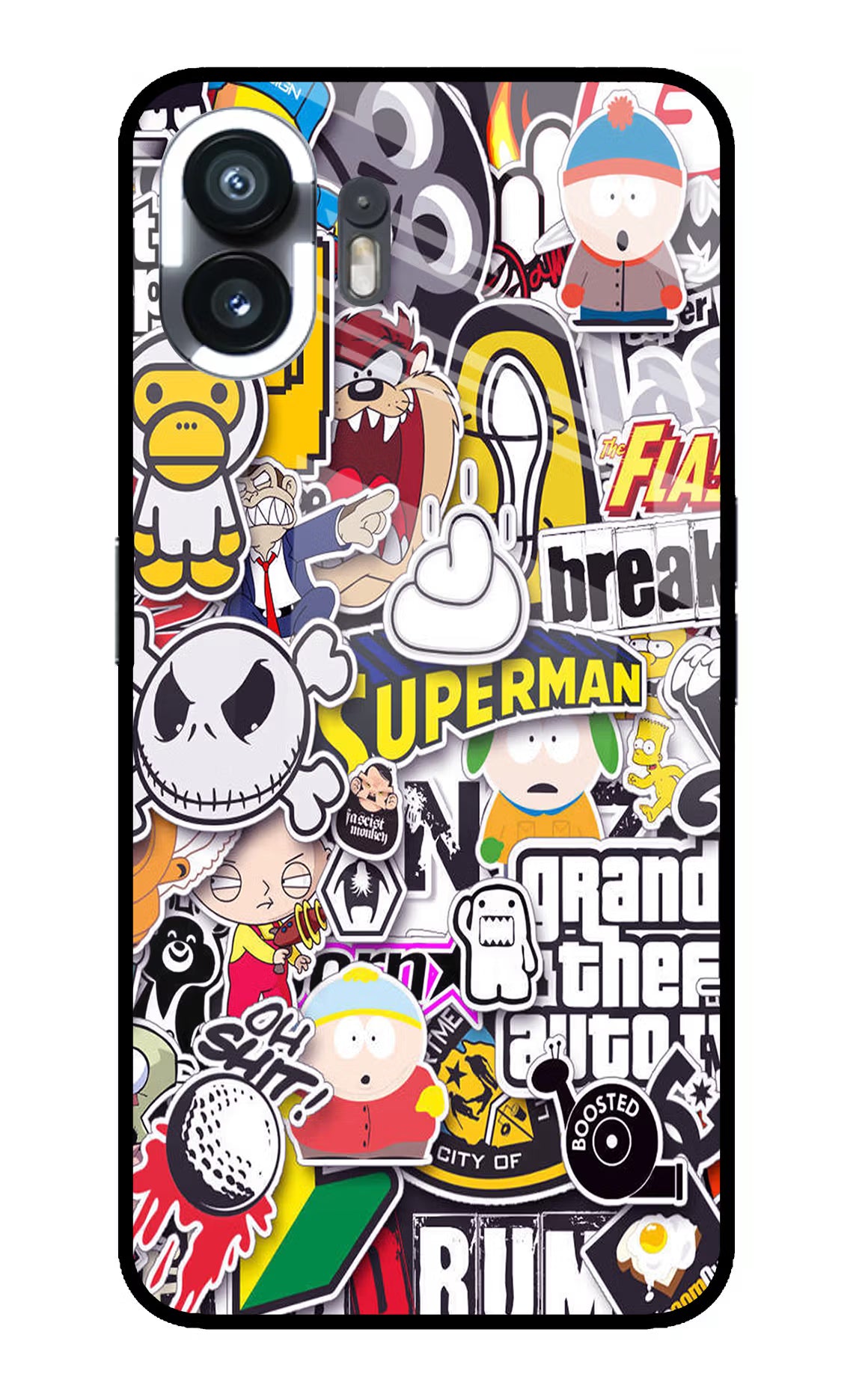 Sticker Bomb Nothing Phone 2 Glass Case Back Cover by Casekaro
