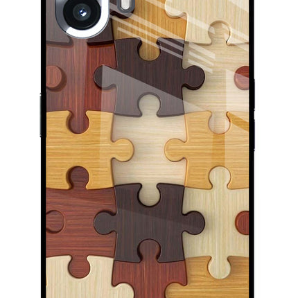 Wooden Puzzle Nothing Phone 2 Glass Case Back Cover by Casekaro