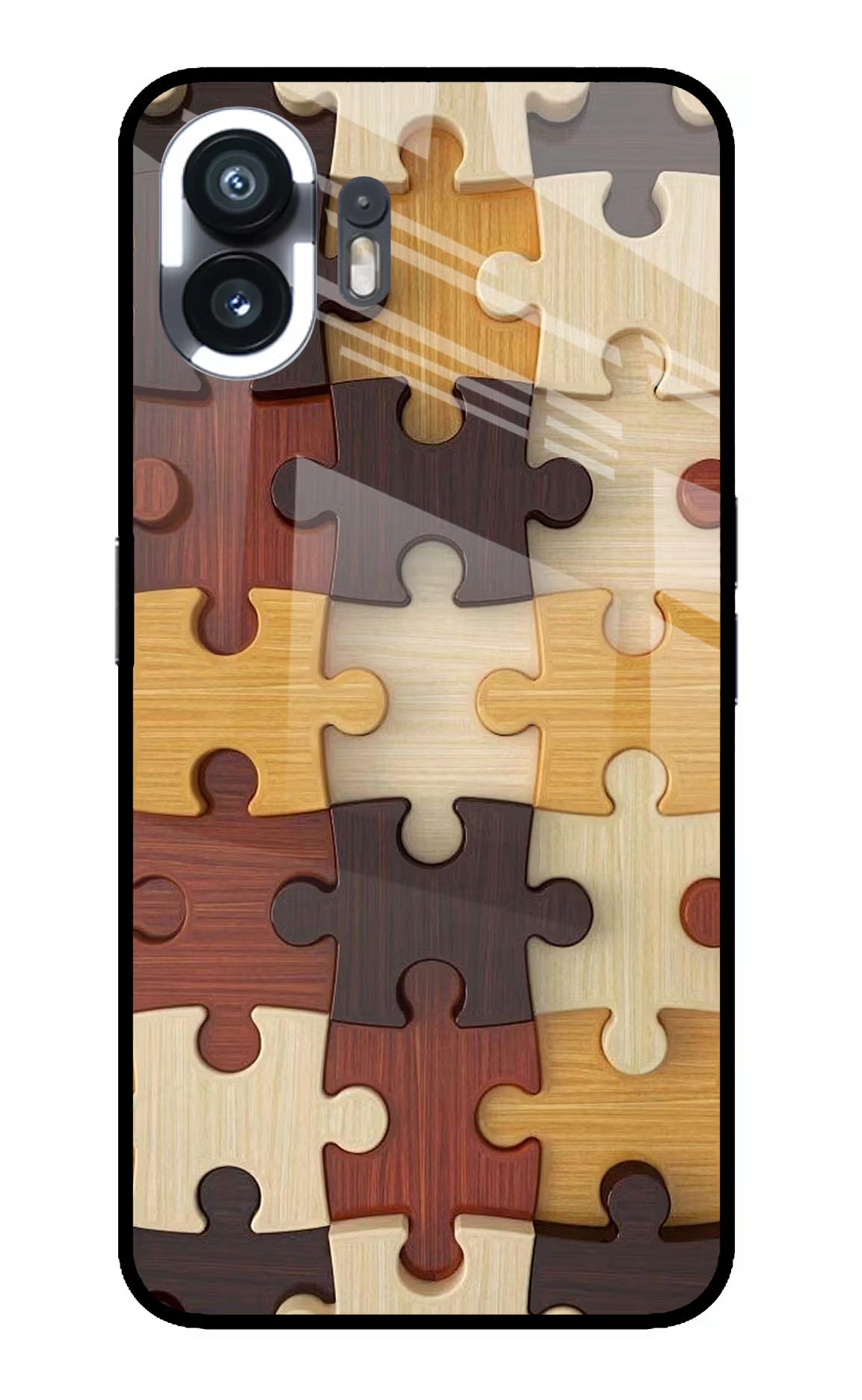 Wooden Puzzle Nothing Phone 2 Glass Case Back Cover by Casekaro