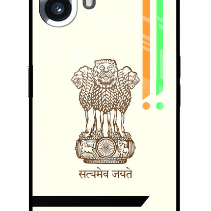 Satyamev Jayate Brown Logo Nothing Phone 2 Glass Case Back Cover by Casekaro