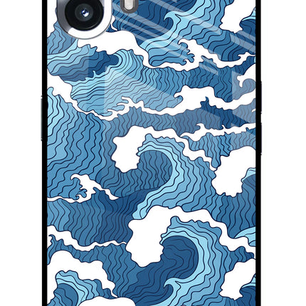 Blue Waves Nothing Phone 2 Glass Case Back Cover by Casekaro