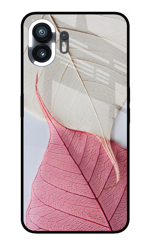 White Pink Leaf Nothing Phone 2 Glass Case