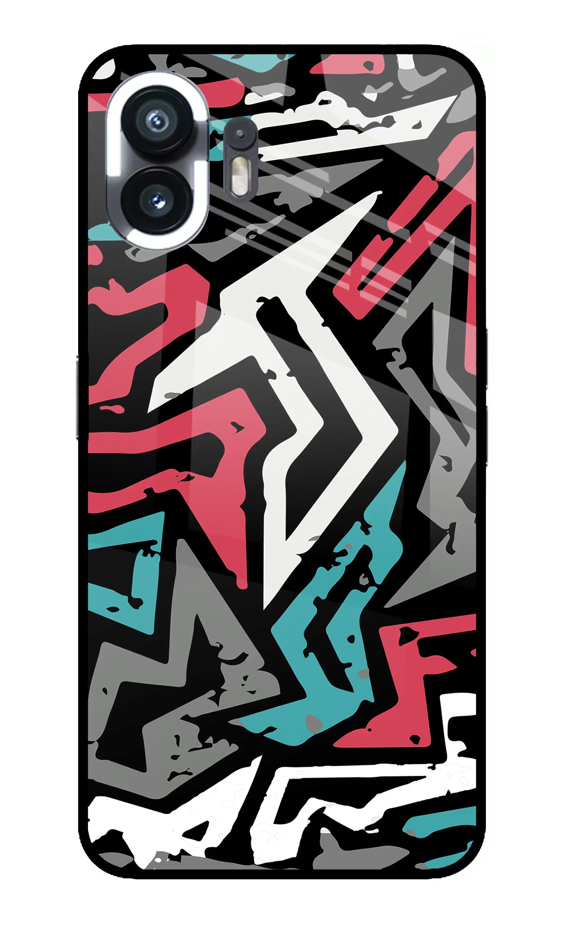 Geometric Graffiti Nothing Phone 2 Glass Case Back Cover by Casekaro