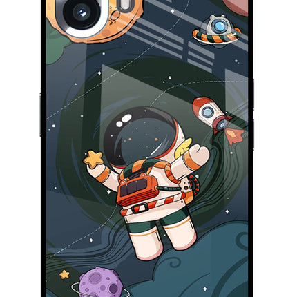 Cartoon Astronaut Nothing Phone 2 Glass Case Back Cover by Casekaro