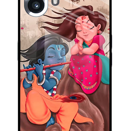 Radhe Krishna Nothing Phone 2 Glass Case Back Cover by Casekaro