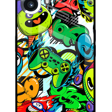 Game Doodle Nothing Phone 2 Glass Case Back Cover by Casekaro