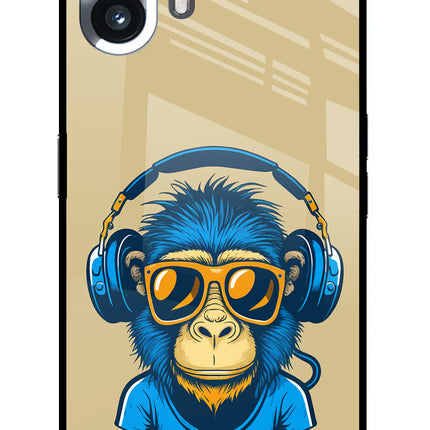 Monkey Headphone Nothing Phone 2 Glass Case Back Cover by Casekaro