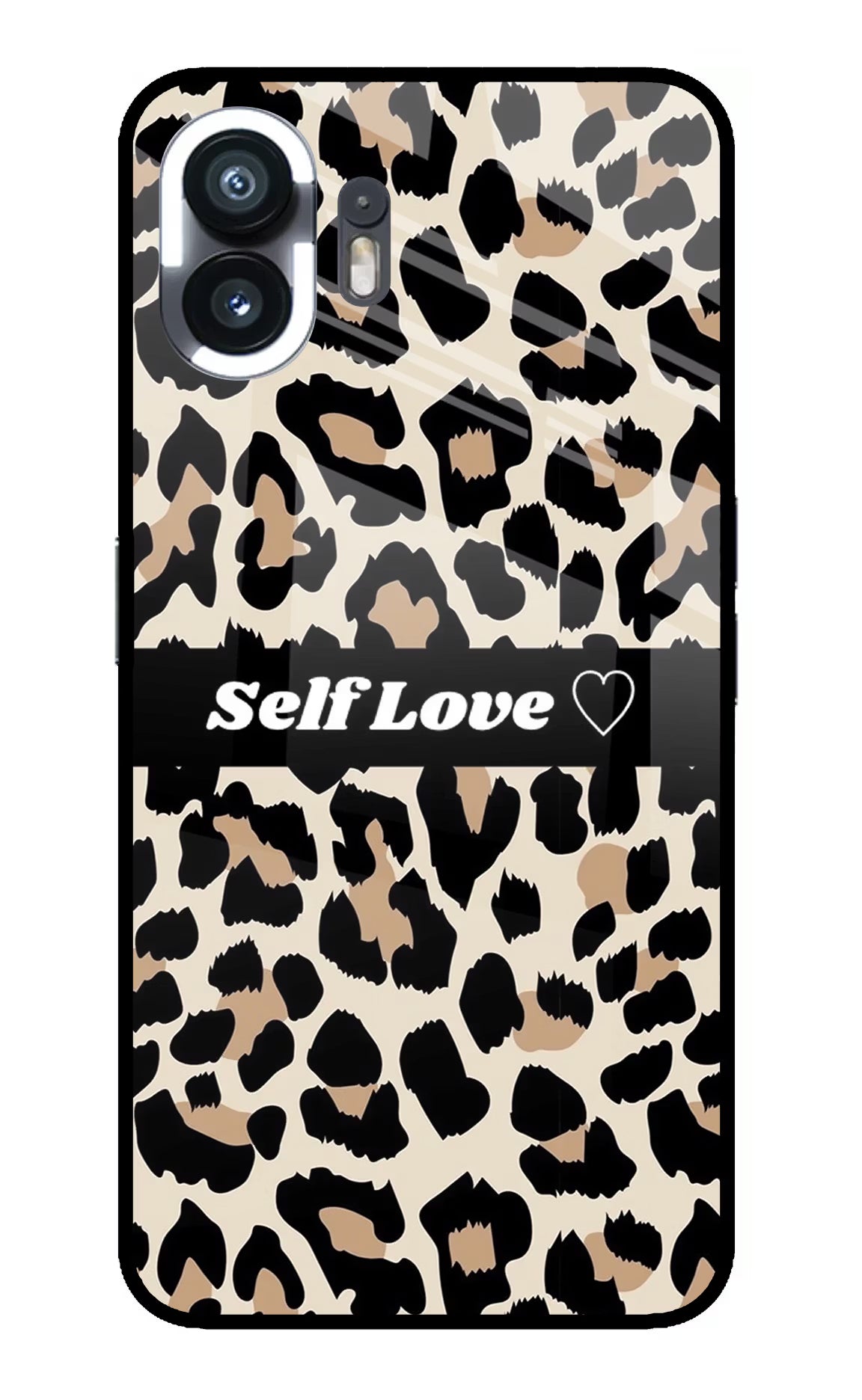Leopard Print Self Love Nothing Phone 2 Glass Case Back Cover by Casekaro