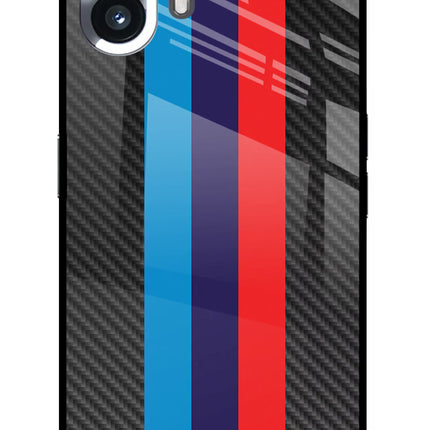 BMW Stripes Pattern Nothing Phone 2 Glass Case Back Cover by Casekaro