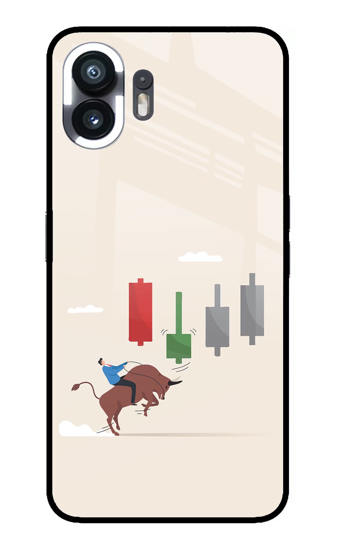 Bull Trading Momentum Nothing Phone 2 Glass Case Back Cover by Casekaro