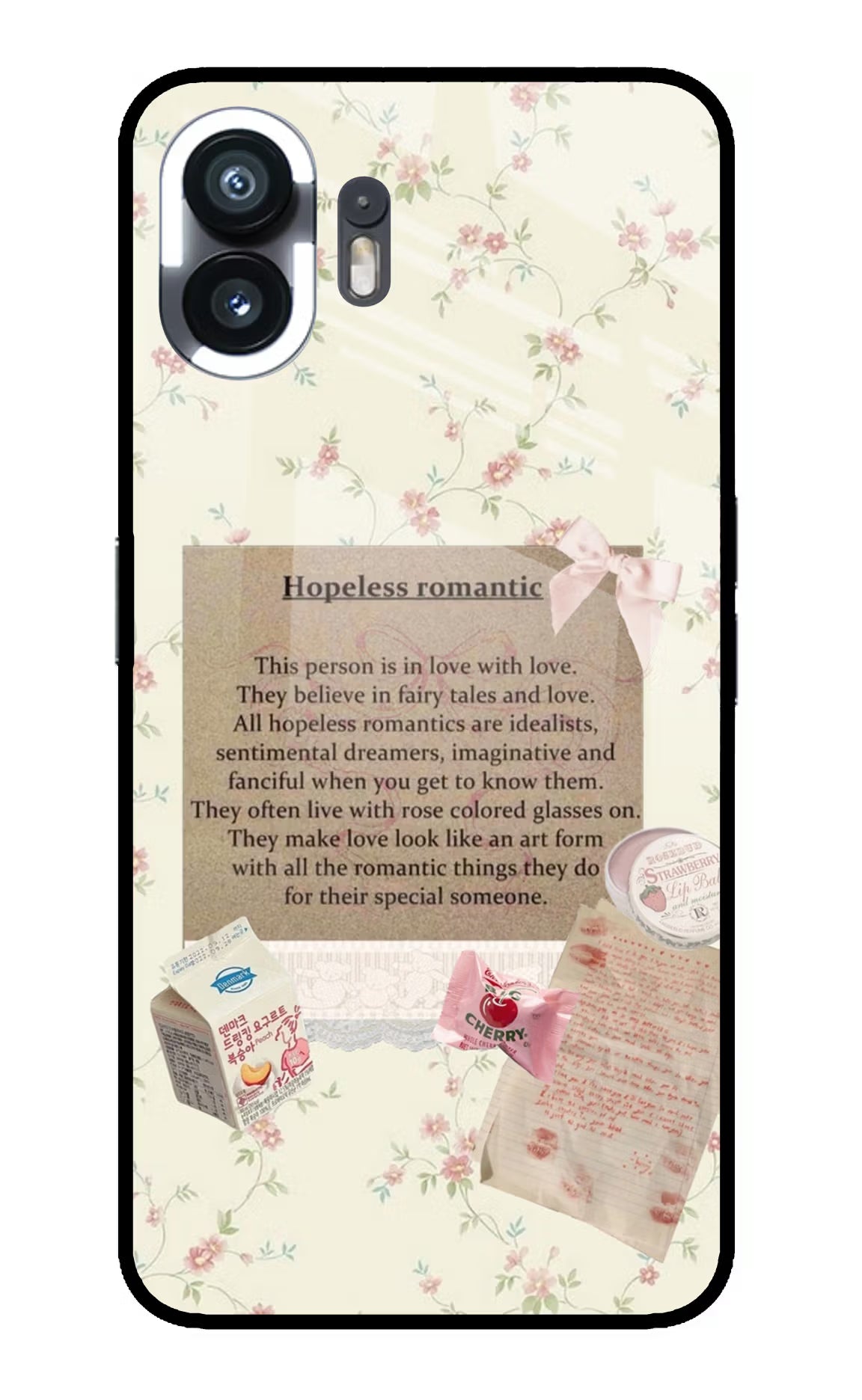 Hopeless Romantic Nothing Phone 2 Glass Case Back Cover by Casekaro