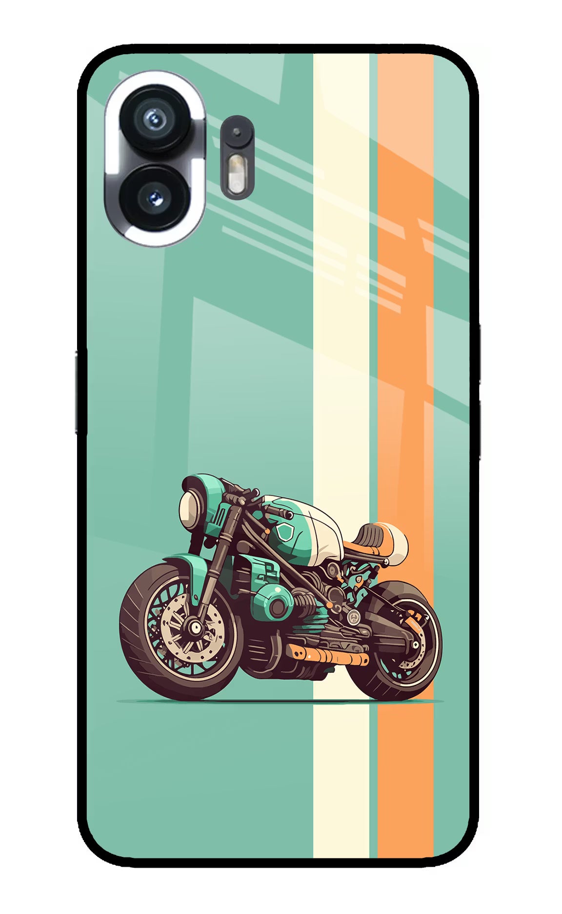 Striped Moto Drift Nothing Phone 2 Glass Case Back Cover by Casekaro