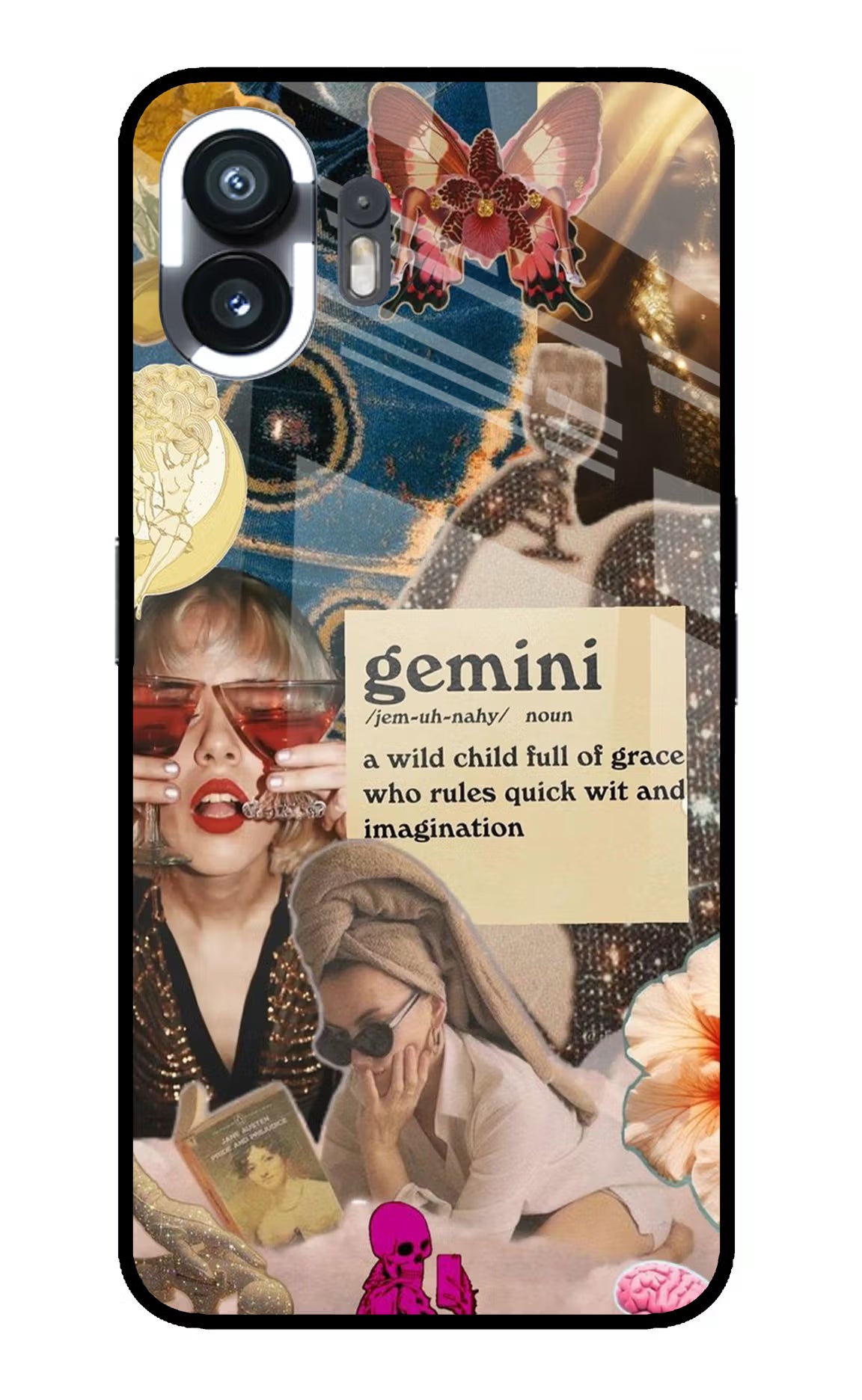 Gemini Zodiac Nothing Phone 2 Glass Case Back Cover by Casekaro