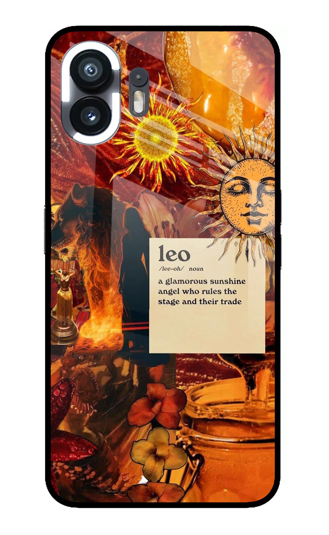 Leo Zodiac Nothing Phone 2 Glass Case Back Cover by Casekaro