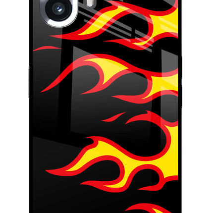 Side Sweep Flames Nothing Phone 2 Glass Case Back Cover by Casekaro