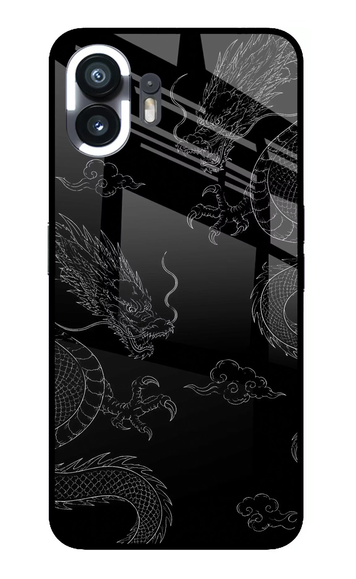 Twin Dragons Nothing Phone 2 Glass Case Back Cover by Casekaro