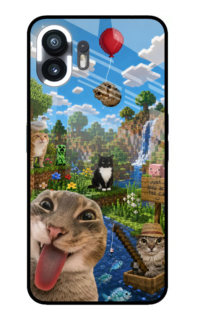 Minecraft Cat Chaos Nothing Phone 2 Glass Case