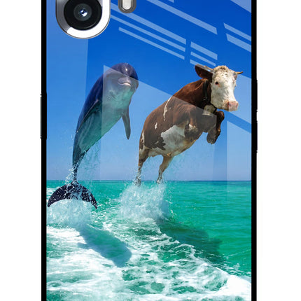 Dolphin vs Cow Nothing Phone 2 Glass Case