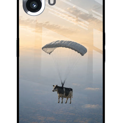 Skydiving Cow Nothing Phone 2 Glass Case
