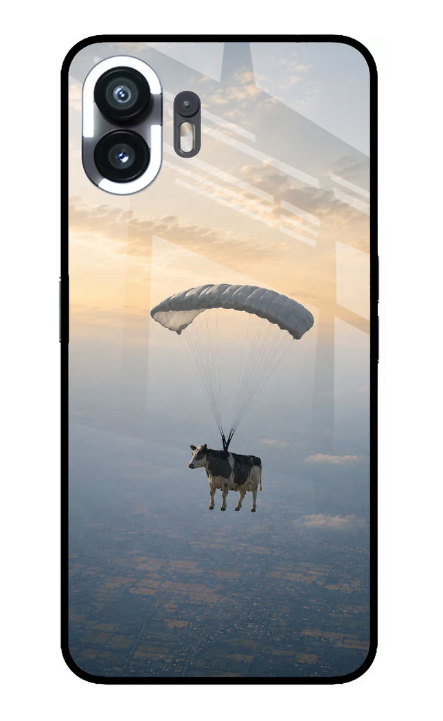 Skydiving Cow Nothing Phone 2 Glass Case