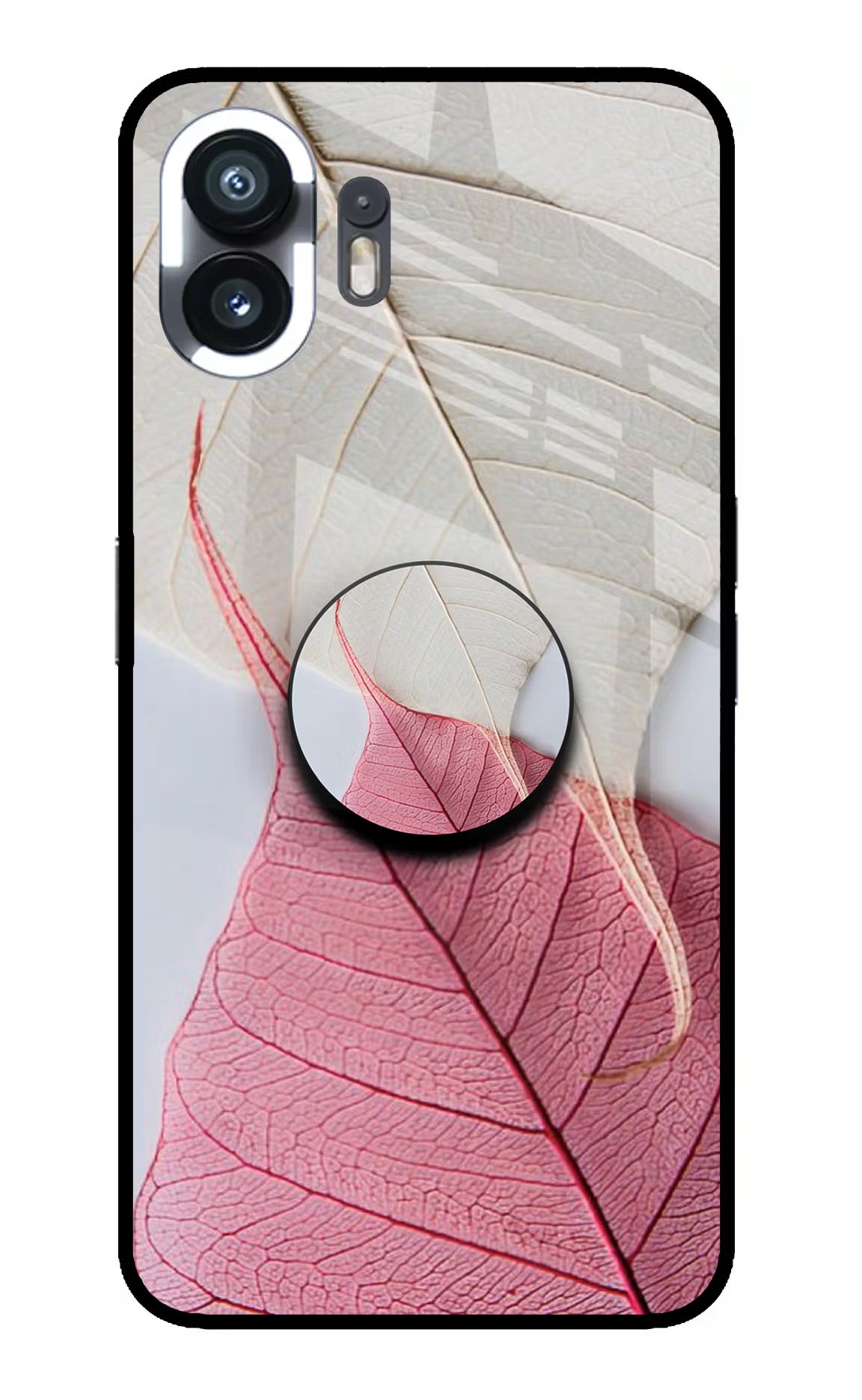 White Pink Leaf Nothing Phone 2 Pop Case by Casekaro
