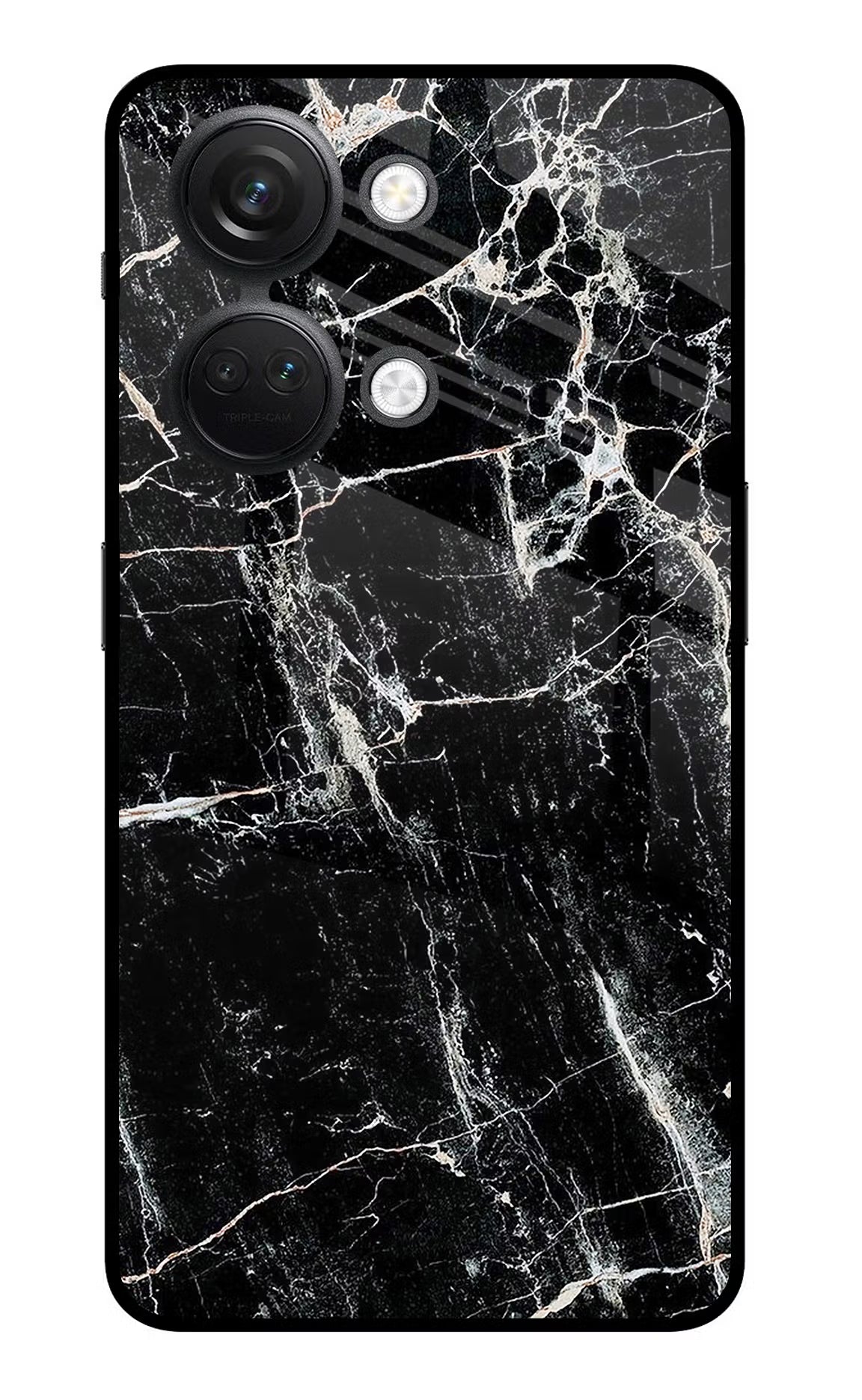 Black Marble Texture OnePlus Nord 3 5G Glass Case Back Cover by Casekaro