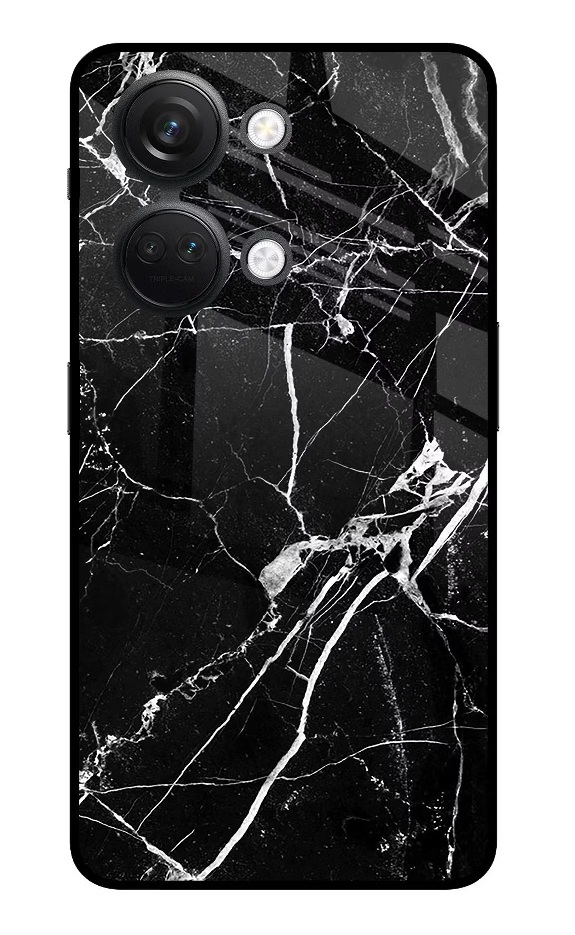 Black Marble Pattern OnePlus Nord 3 5G Glass Case Back Cover by Casekaro